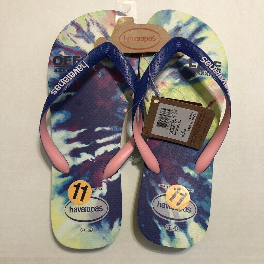 Havaianas - Apple Green tye dye OFFLine flip flops sandals size 11 NEW No Box